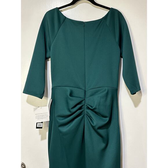 Xscape Evening Lexi Long Sleeve Scuba Ruched Side Dress Hunter Green Size 12 NWT - Picture 12 of 16